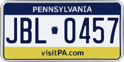 PA license plate JBL0457