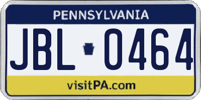 PA license plate JBL0464