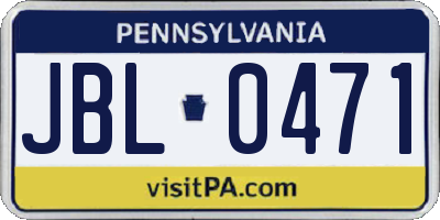 PA license plate JBL0471