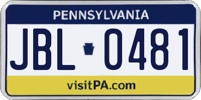 PA license plate JBL0481