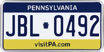 PA license plate JBL0492