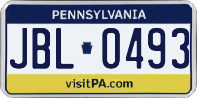 PA license plate JBL0493