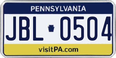 PA license plate JBL0504
