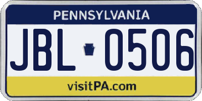 PA license plate JBL0506