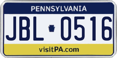 PA license plate JBL0516