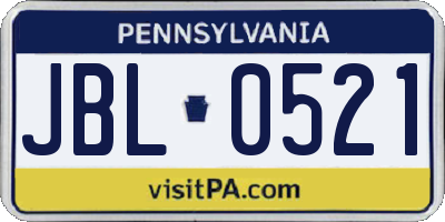 PA license plate JBL0521