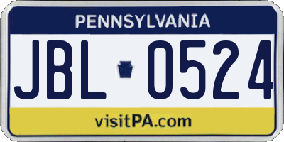 PA license plate JBL0524