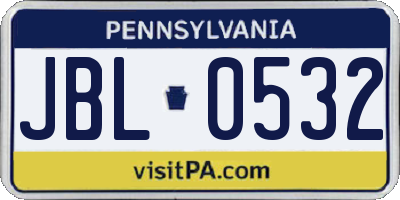 PA license plate JBL0532