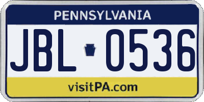 PA license plate JBL0536