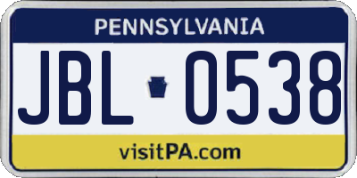 PA license plate JBL0538