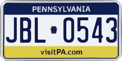 PA license plate JBL0543