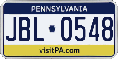 PA license plate JBL0548
