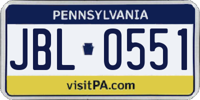 PA license plate JBL0551
