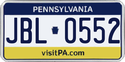 PA license plate JBL0552