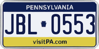 PA license plate JBL0553