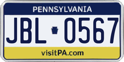 PA license plate JBL0567