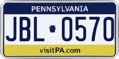 PA license plate JBL0570