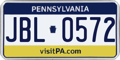 PA license plate JBL0572