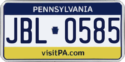 PA license plate JBL0585