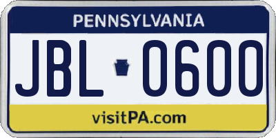 PA license plate JBL0600
