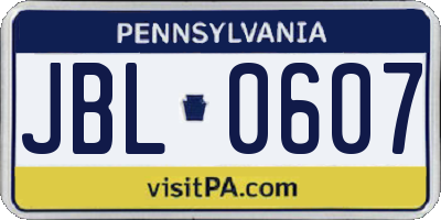PA license plate JBL0607