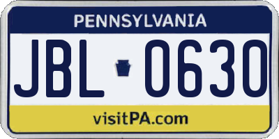 PA license plate JBL0630