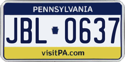 PA license plate JBL0637