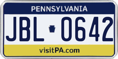 PA license plate JBL0642