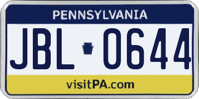 PA license plate JBL0644