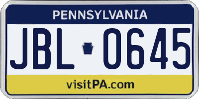 PA license plate JBL0645
