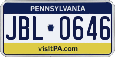 PA license plate JBL0646