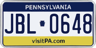 PA license plate JBL0648