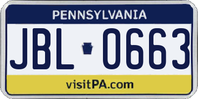 PA license plate JBL0663