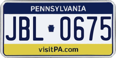 PA license plate JBL0675