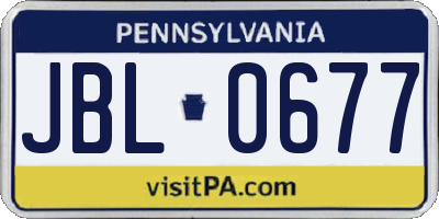 PA license plate JBL0677
