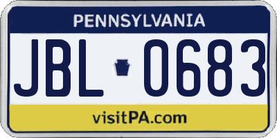 PA license plate JBL0683