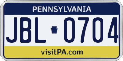 PA license plate JBL0704