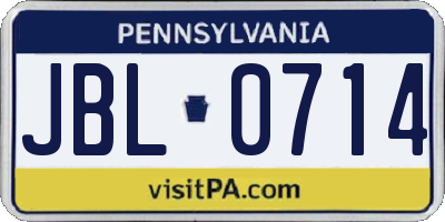 PA license plate JBL0714