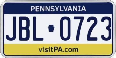 PA license plate JBL0723