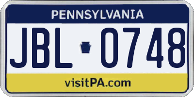 PA license plate JBL0748