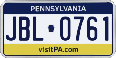 PA license plate JBL0761
