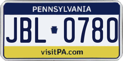 PA license plate JBL0780