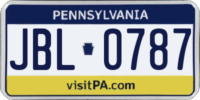 PA license plate JBL0787