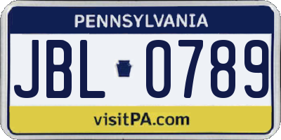 PA license plate JBL0789