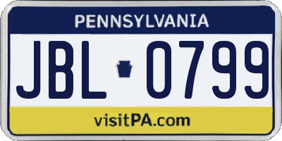 PA license plate JBL0799