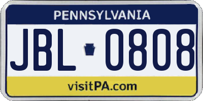 PA license plate JBL0808