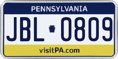 PA license plate JBL0809