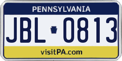 PA license plate JBL0813