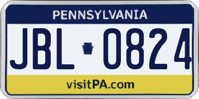PA license plate JBL0824