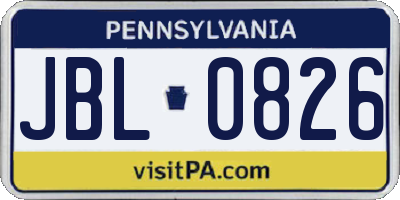 PA license plate JBL0826